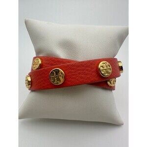 Tory Burch orange leather wrap Bracelet